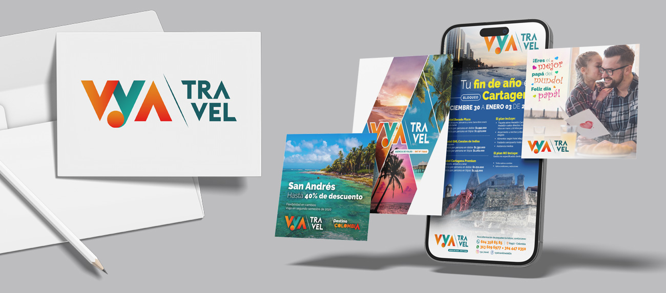 Daniel Rios Oquendo - Portafolio - VyA Travel - Logo y diferentes diseños